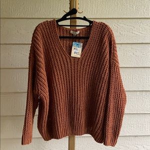 Crop Sweater with V Neck